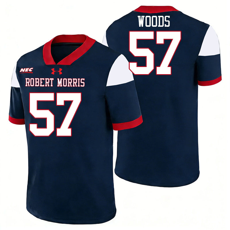 Robert Morris Colonials #57 Trey Woods College Football Jerseys,Uniforms Stitched-Navy
